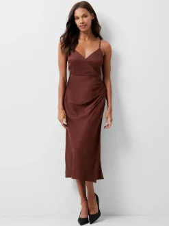 Ennis Eco Satin Slip Midi Dress