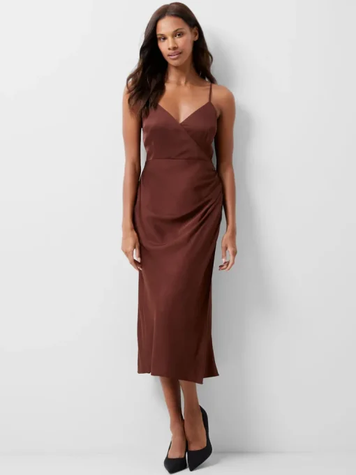 Ennis Eco Satin Slip Midi Dress