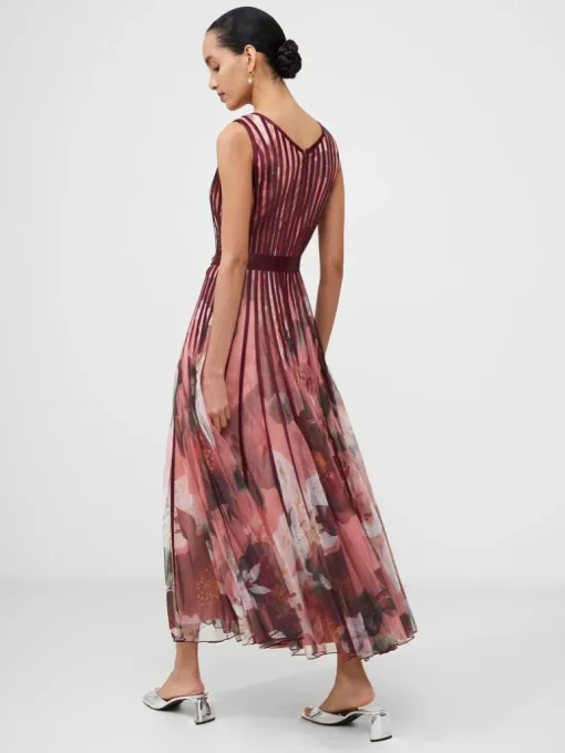 Floral Satin Panel Midaxi Dress