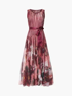 Floral Satin Panel Midaxi Dress