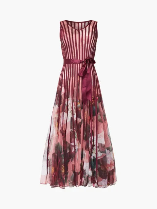 Floral Satin Panel Midaxi Dress