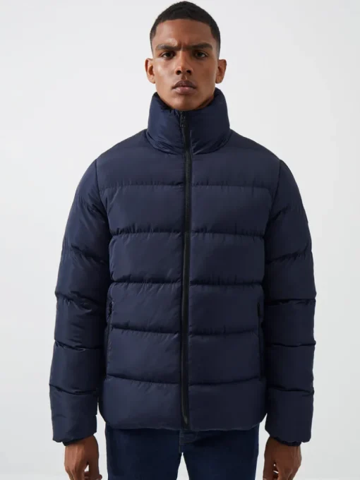 Funnel Neck Row Puffer Jacket