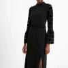 Garnet Velvet Lace Midi Dress