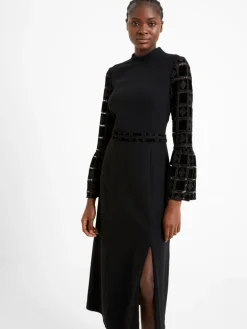Garnet Velvet Lace Midi Dress