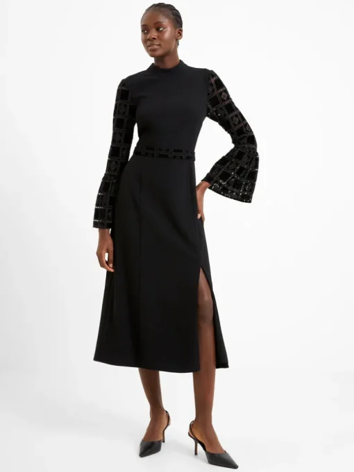 Garnet Velvet Lace Midi Dress