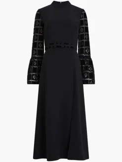 Garnet Velvet Lace Midi Dress