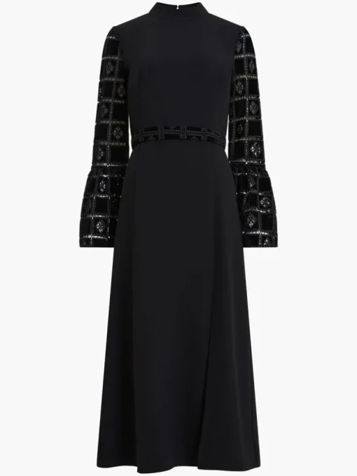 Garnet Velvet Lace Midi Dress
