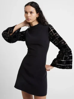 Garnet Velvet Lace Mini Dress