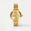 Gold Tone Mesh Bracelet Watch with Champagne Dial