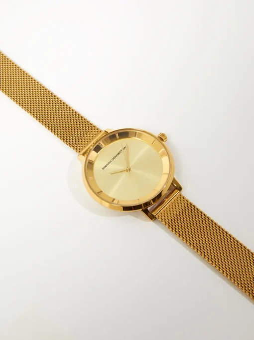 Gold Tone Mesh Bracelet Watch with Champagne Dial