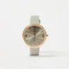Grey Leather Strap Watch