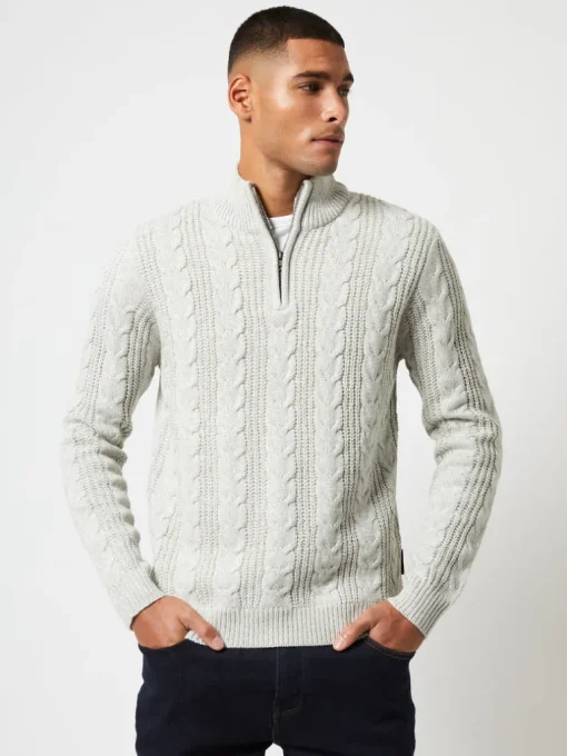 Half Zip Cable Knit Jumper