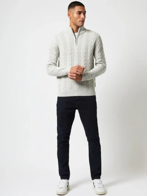 Half Zip Cable Knit Jumper