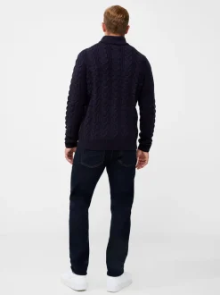 Half Zip Funnel Neck Cable Knit Jumper