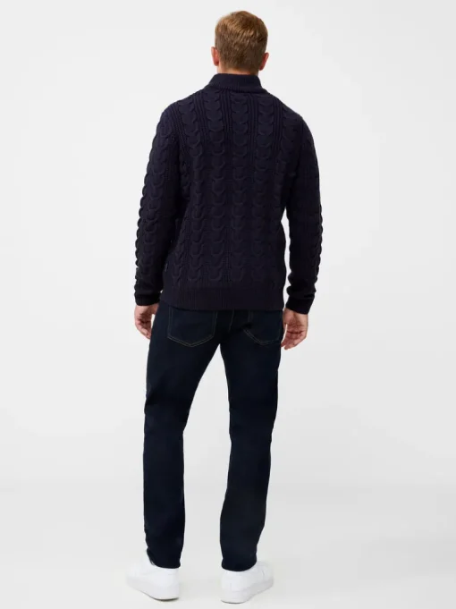 Half Zip Funnel Neck Cable Knit Jumper