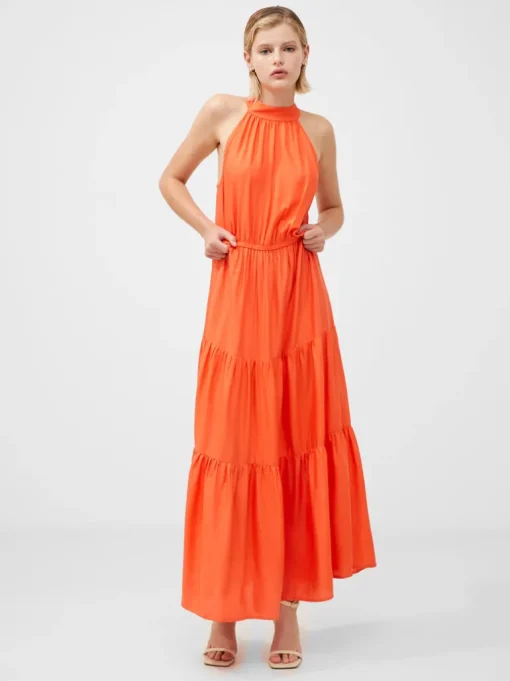 Halter Viscose Tiered Maxi Dress