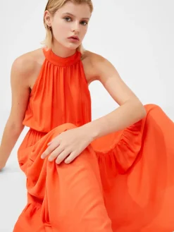 Halter Viscose Tiered Maxi Dress