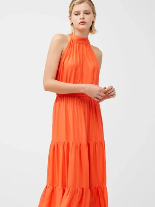 Halter Viscose Tiered Maxi Dress