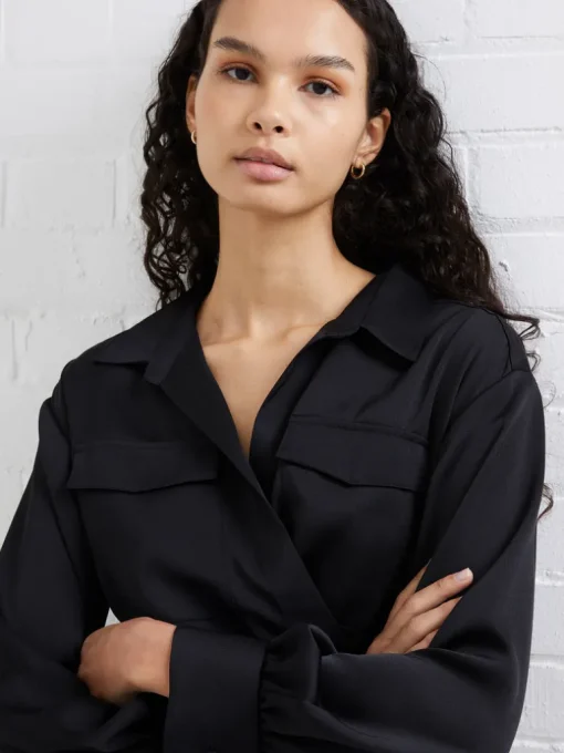 Harlow Recycled Satin Crossover Midi Dress