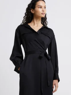 Harlow Recycled Satin Crossover Midi Dress