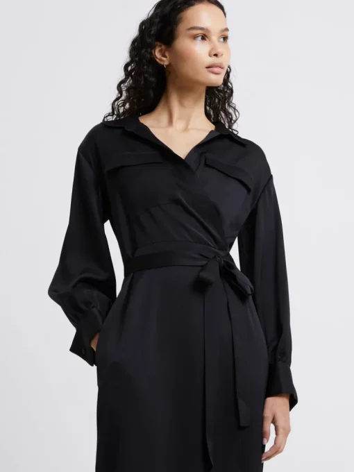 Harlow Recycled Satin Crossover Midi Dress