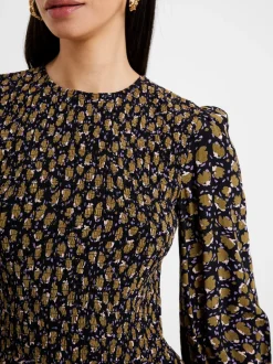 Ingrid Eco Colette Crepe Smocked Mini Dress