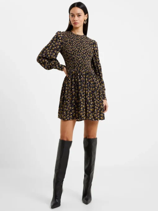 Ingrid Eco Colette Crepe Smocked Mini Dress