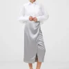 Inu Satin Wrap Midi Skirt