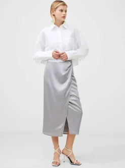 Inu Satin Wrap Midi Skirt