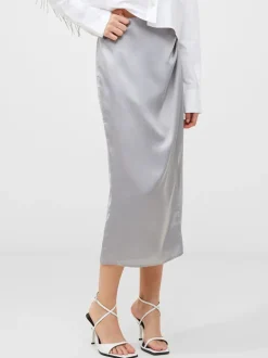Inu Satin Wrap Midi Skirt