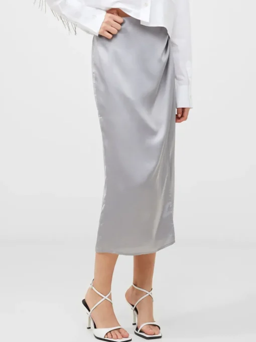 Inu Satin Wrap Midi Skirt