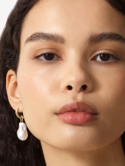 Irregular Faux Pearl Huggie Hoop Earrings