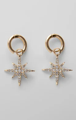 Large Diamante Star Huggie Hoop Earrings