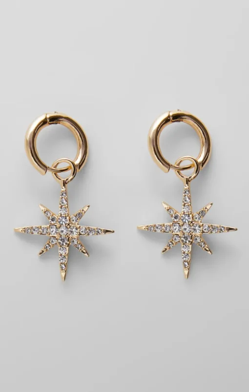 Large Diamante Star Huggie Hoop Earrings