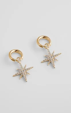 Large Diamante Star Huggie Hoop Earrings
