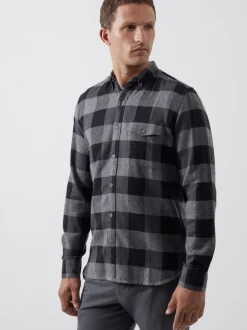 Large Gingham Flannel Long Sleeve Shirt
