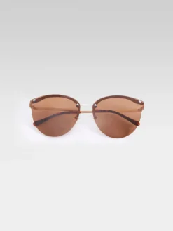 Metal Cat Eye Rimless Sunglasses