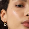 Mixed Metal Huggie Earrings