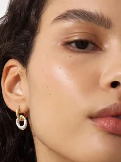 Mixed Metal Huggie Earrings