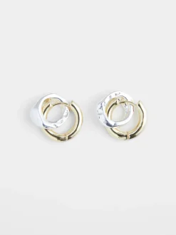 Mixed Metal Huggie Earrings
