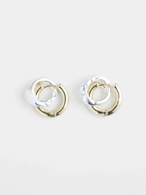 Mixed Metal Huggie Earrings