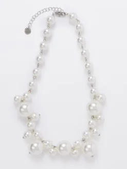 Multi Faux Pearls Cluster Necklace