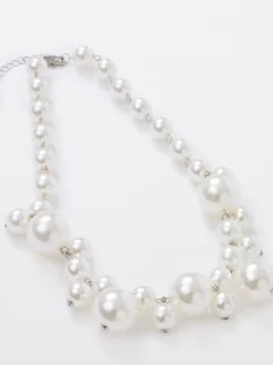 Multi Faux Pearls Cluster Necklace