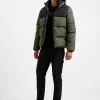 Padded Panel Hooded Mid Length Coat