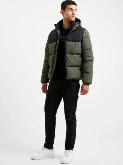 Padded Panel Hooded Mid Length Coat