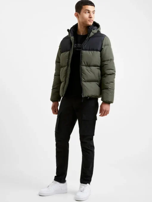 Padded Panel Hooded Mid Length Coat