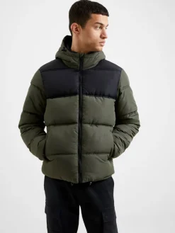 Padded Panel Hooded Mid Length Coat