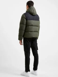 Padded Panel Hooded Mid Length Coat
