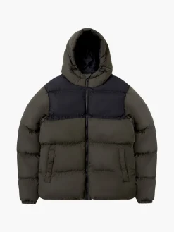 Padded Panel Hooded Mid Length Coat