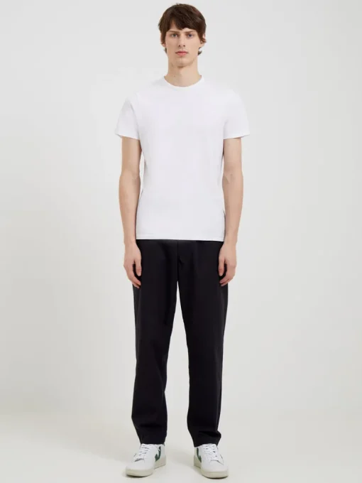 Peached Cotton Straight Leg Trousers